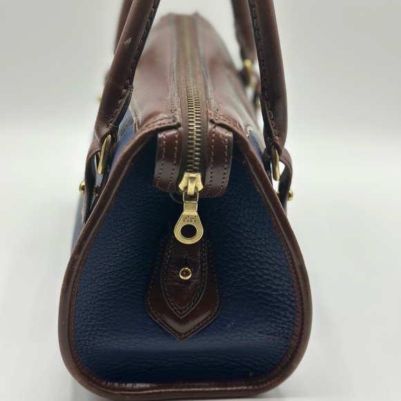 Dooney & Bourke Blue and Brown Leather Satchel - Picture 3 of 11